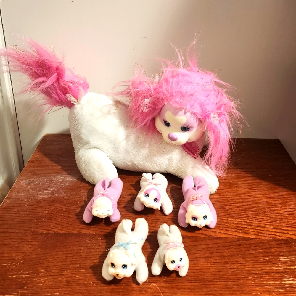 Puppy Surprise "Popcorn Mandy" Stuffed Animal White & Pink